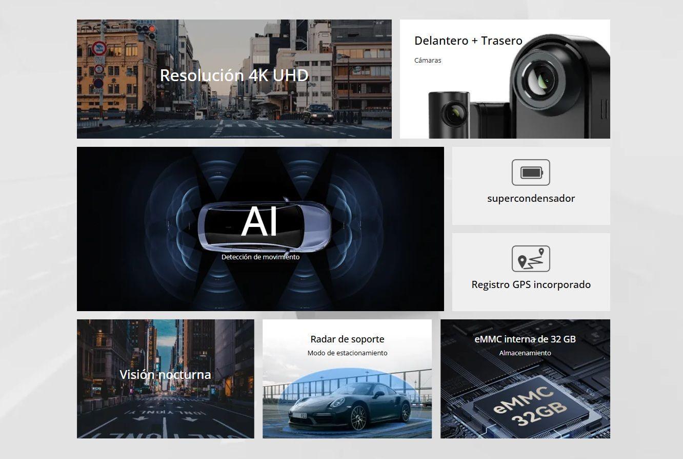 Cámara de vehículo Dual 4K frontal + 1080p trasera, GPS y ADAS DDPAI N5 Dual-5
