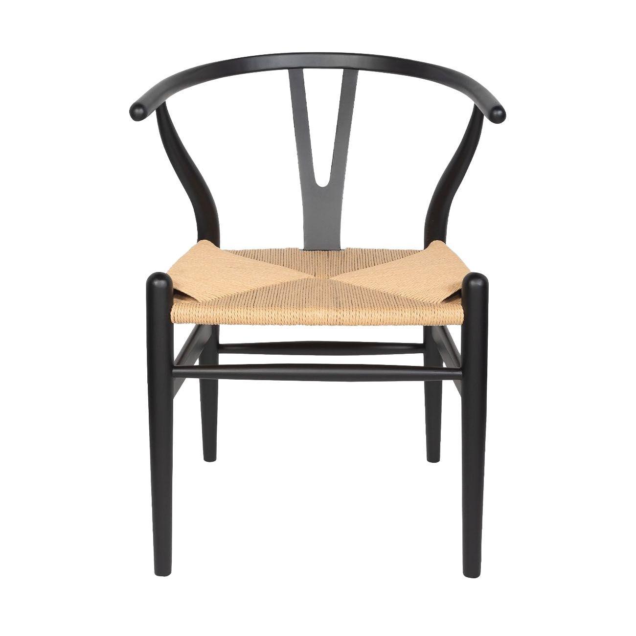 Silla De Madera Wishbone Asiento de cuerda LF9-01 - Negro/Natural-1