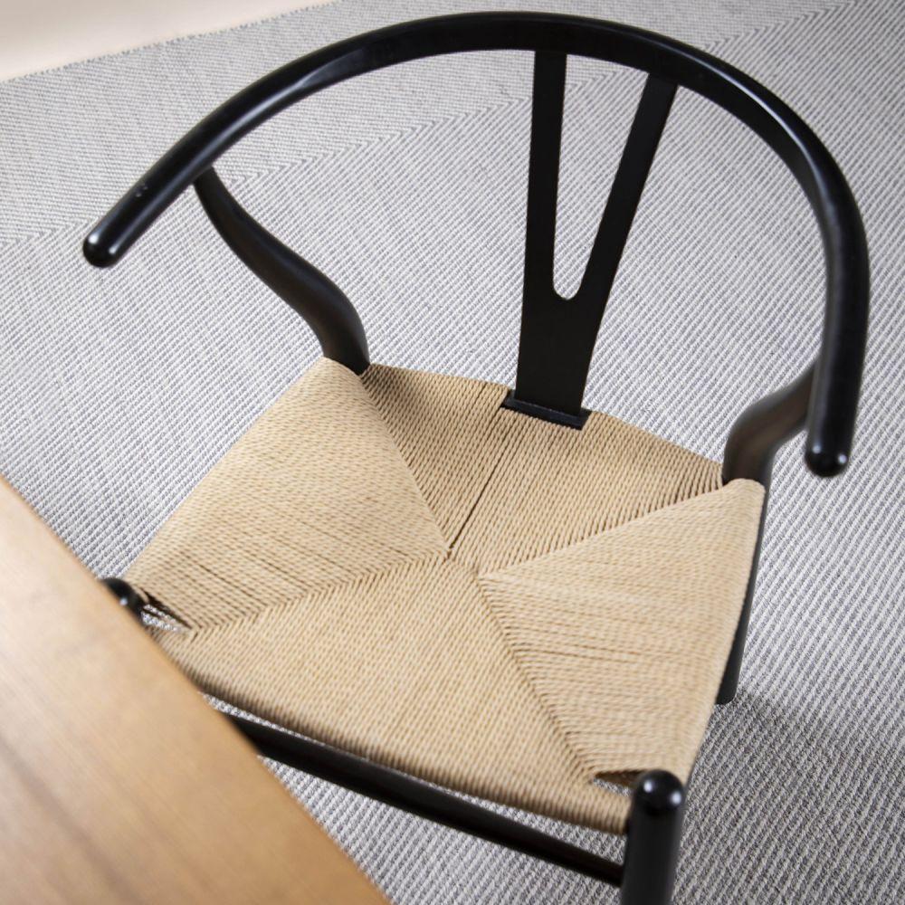 Silla De Madera Wishbone Asiento de cuerda LF9-01 - Negro/Natural-5