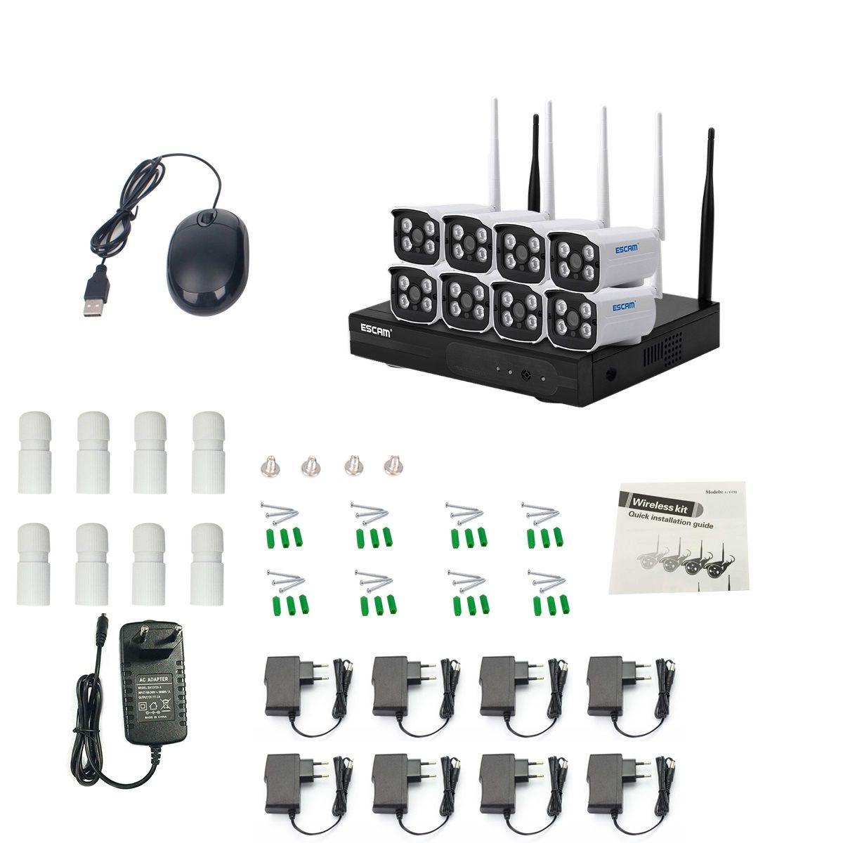 Kit NVR 8 cámaras de seguridad IP Wifi 1296P Escam WNK803 3MP-6