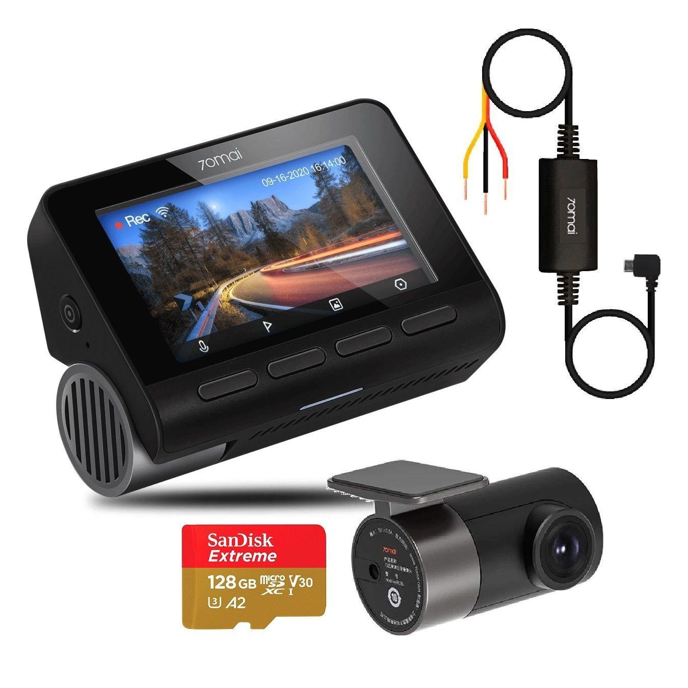 Cámara para auto 4k + Cámara Trasera 70mai A800S + Cableado + Micro SD 128gb-1