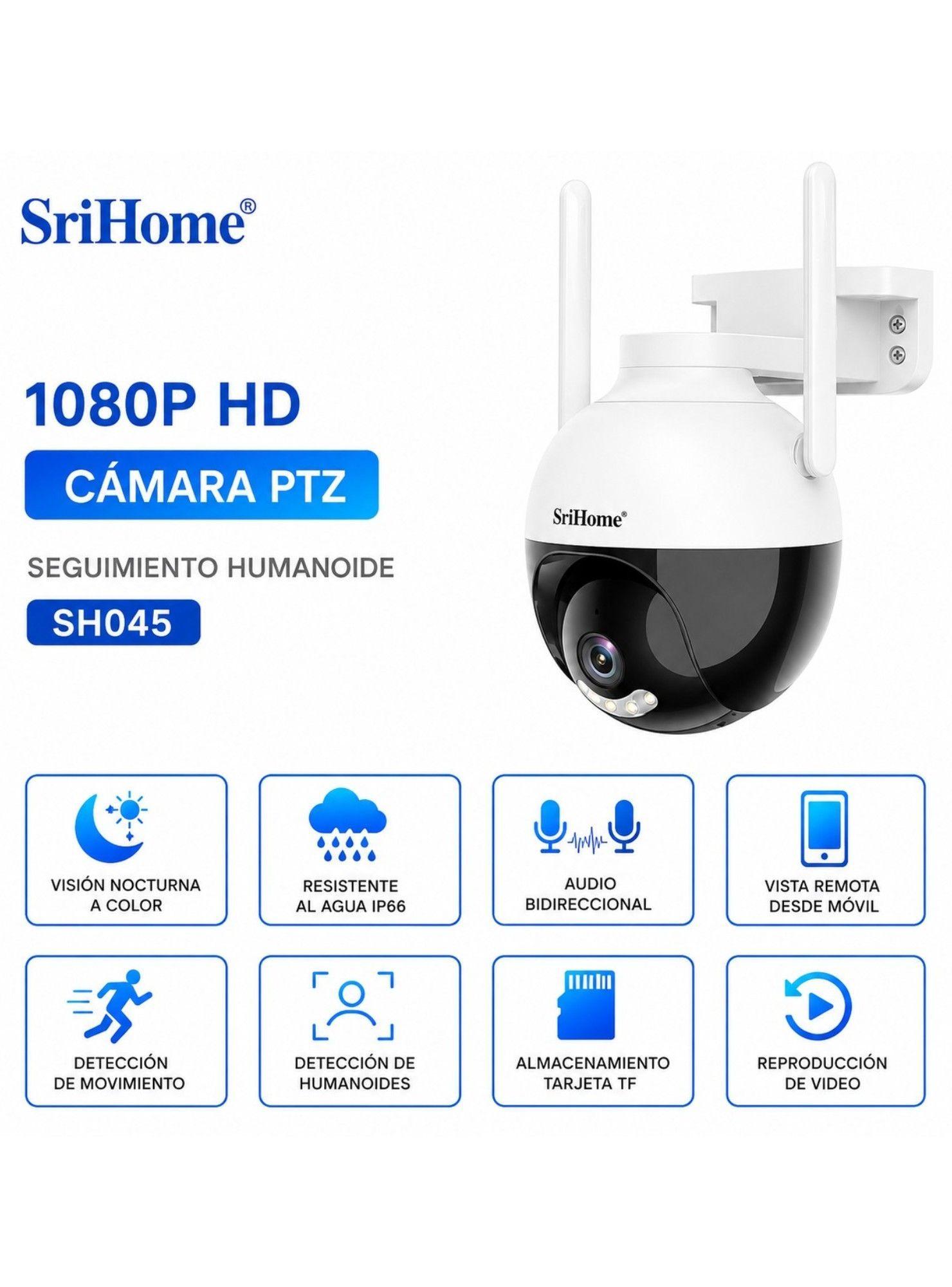 Cámara IP PTZ SriHome SH045 2MP WiFi IP66-3