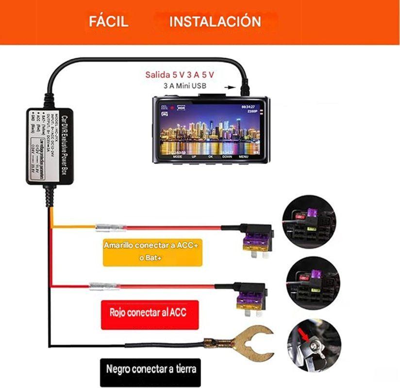 Kit de cableado energía Micro USB para DDPAI M5S -2