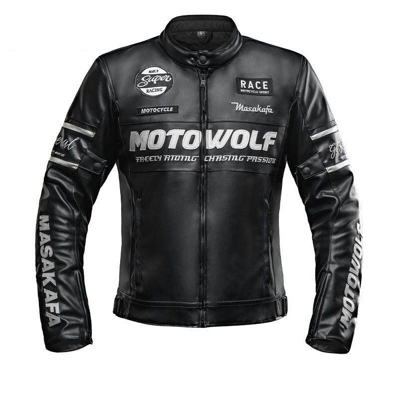 Motowolf JM1 Chaqueta Cuero PU Para Moto Con Protección CE-2