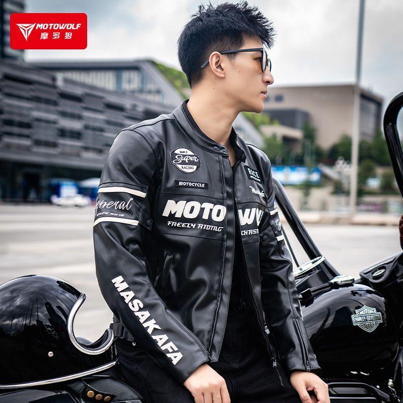 Motowolf JM1 Chaqueta Cuero PU Para Moto Con Protección CE-6