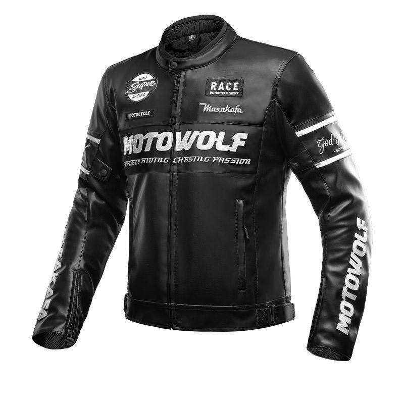 Motowolf JM1 Chaqueta Cuero PU Para Moto Con Protección CE-0