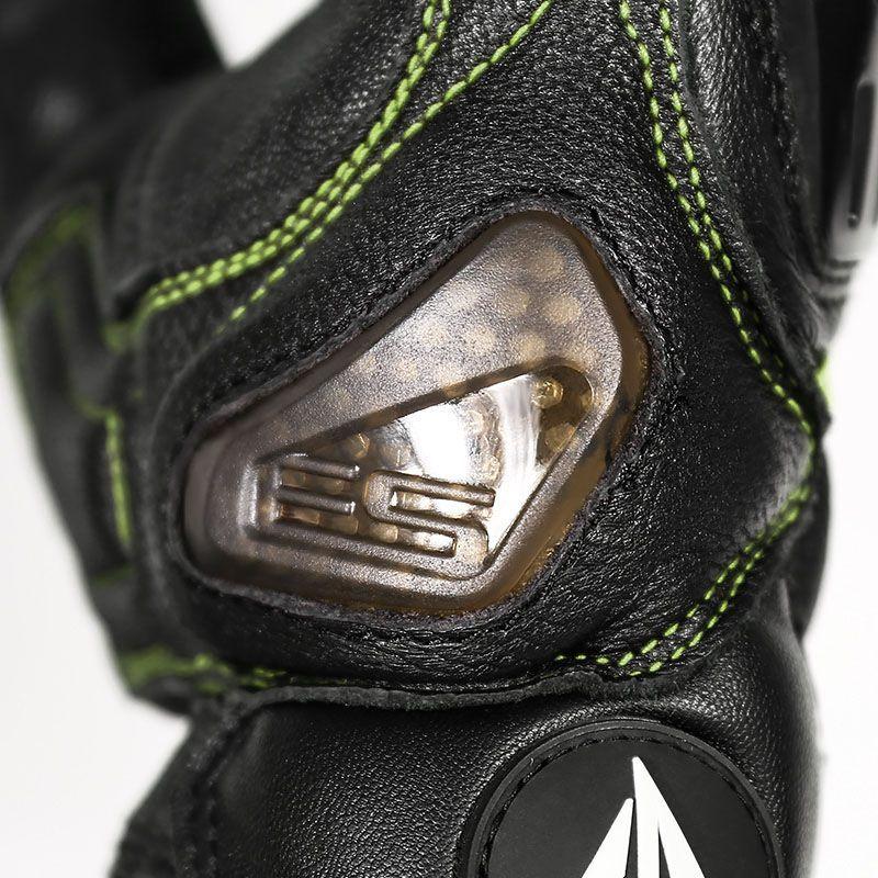 Guantes de Cuero para motociclismo Motowolf 0306  - Negro/ Verde-3