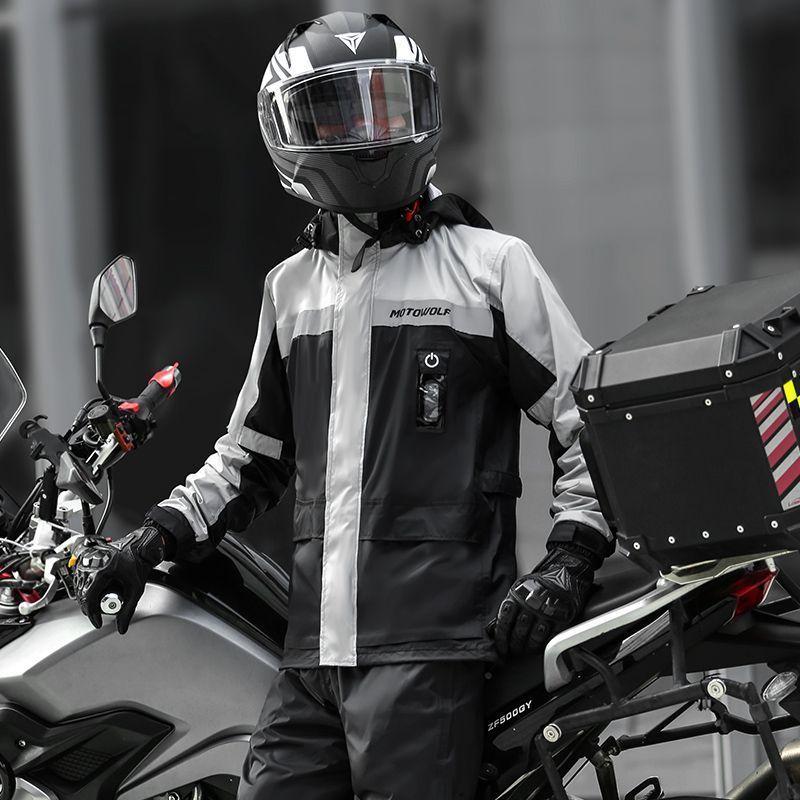 Traje Impermeable para moto y ciclismo Motowolf 0402 210T Negro/Gris-4