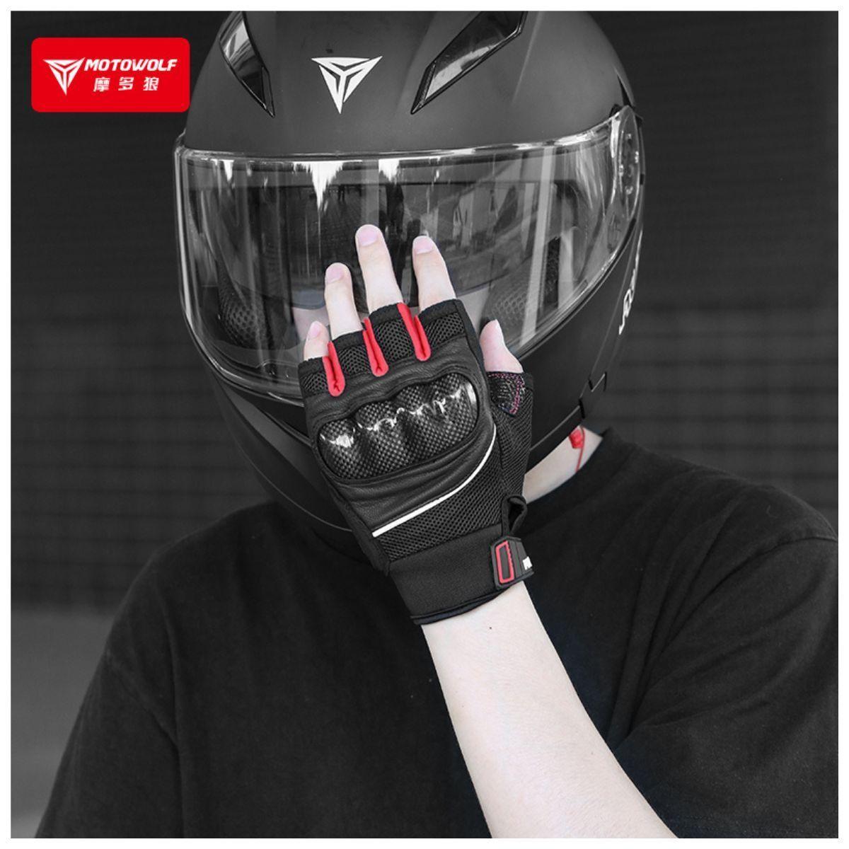 Guantes medio dedo para moto Motowolf 0331-6