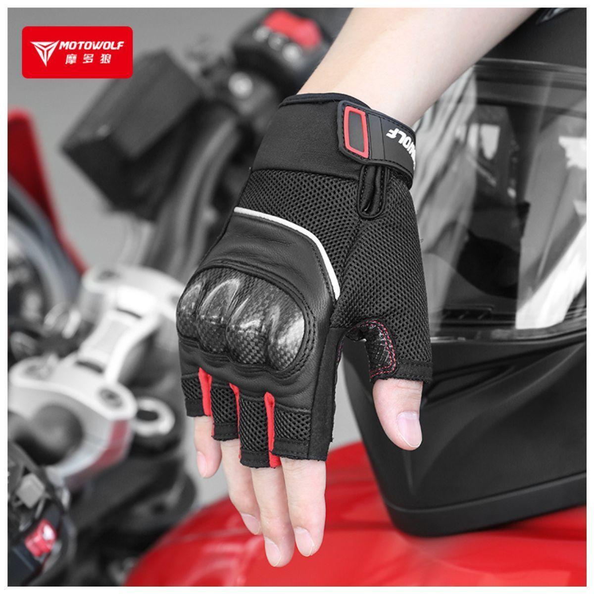 Guantes medio dedo para moto Motowolf 0331-7