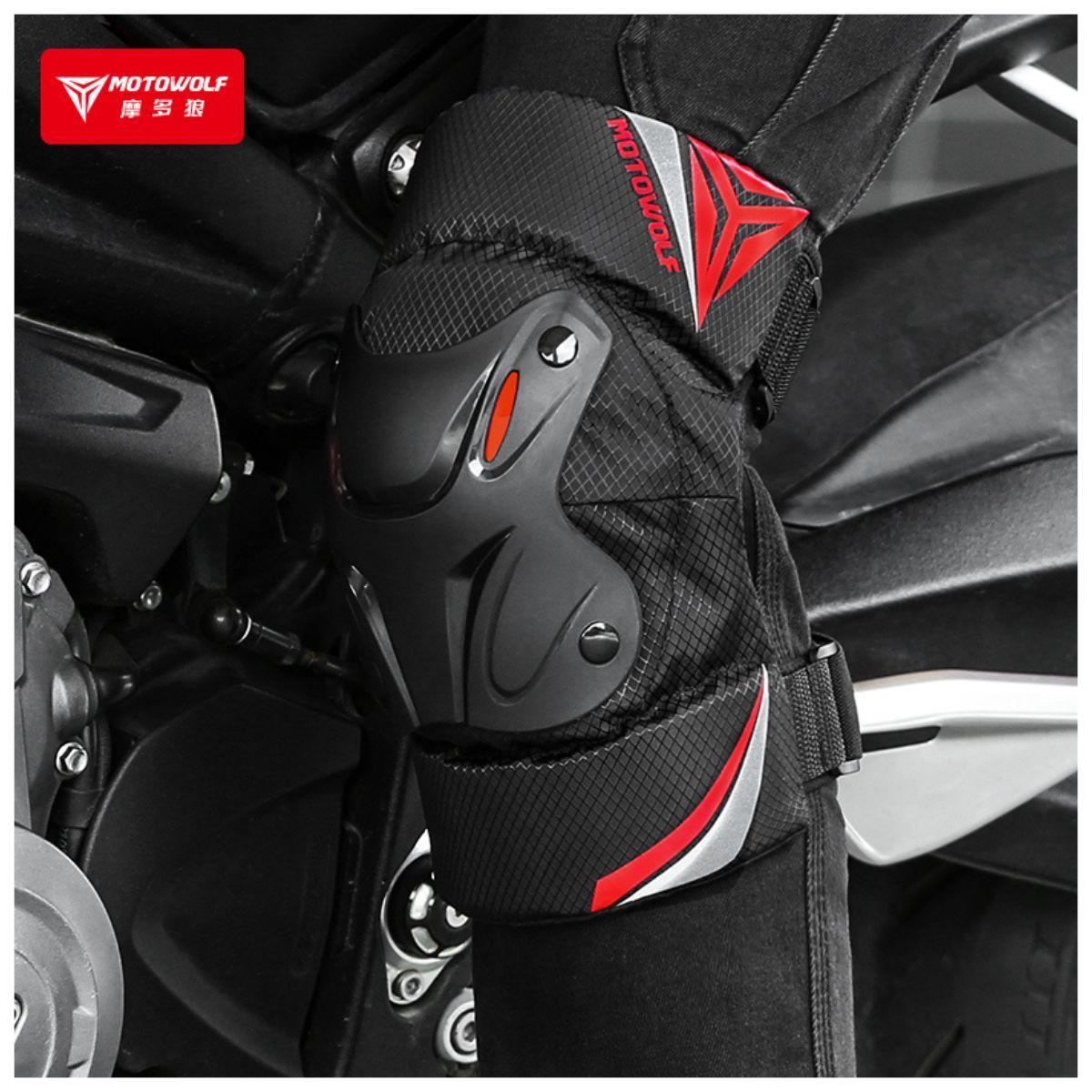 Rodilleras Cortas  para motociclismo Motowolf 1010 Blak-Red-6