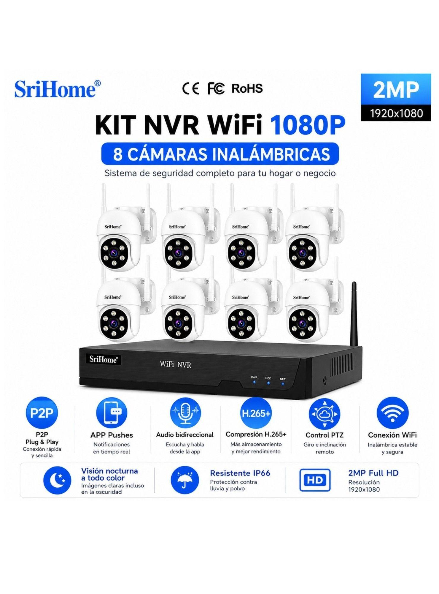 Kit NVR SriHome NVS001 8 Cámaras PTZ WiFi IPC030-4