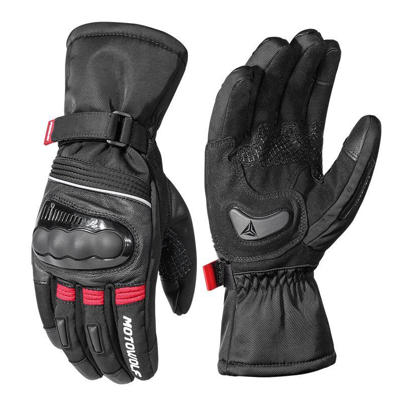 Guantes para motociclismo de Invierno Motowolf MDL0318 - Negro/Rojo-4