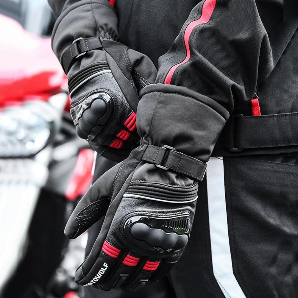 Guantes para motociclismo de Invierno Motowolf MDL0318 - Negro/Rojo-5