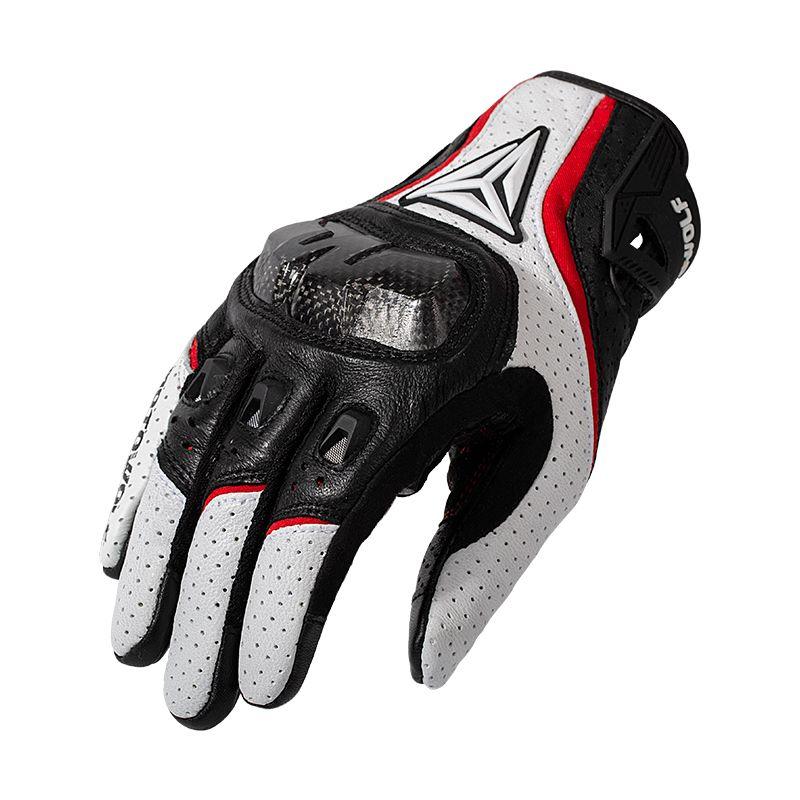 Guantes para motociclismo de cuero Motowolf MDL0305 - blanco-2