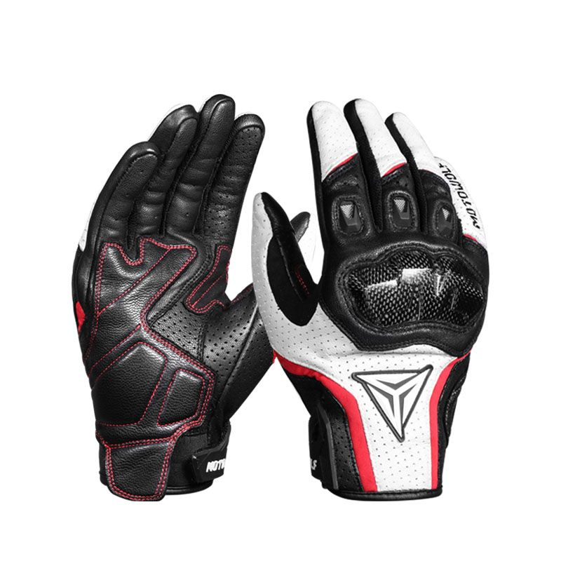 Guantes para motociclismo de cuero Motowolf MDL0305 - blanco-0