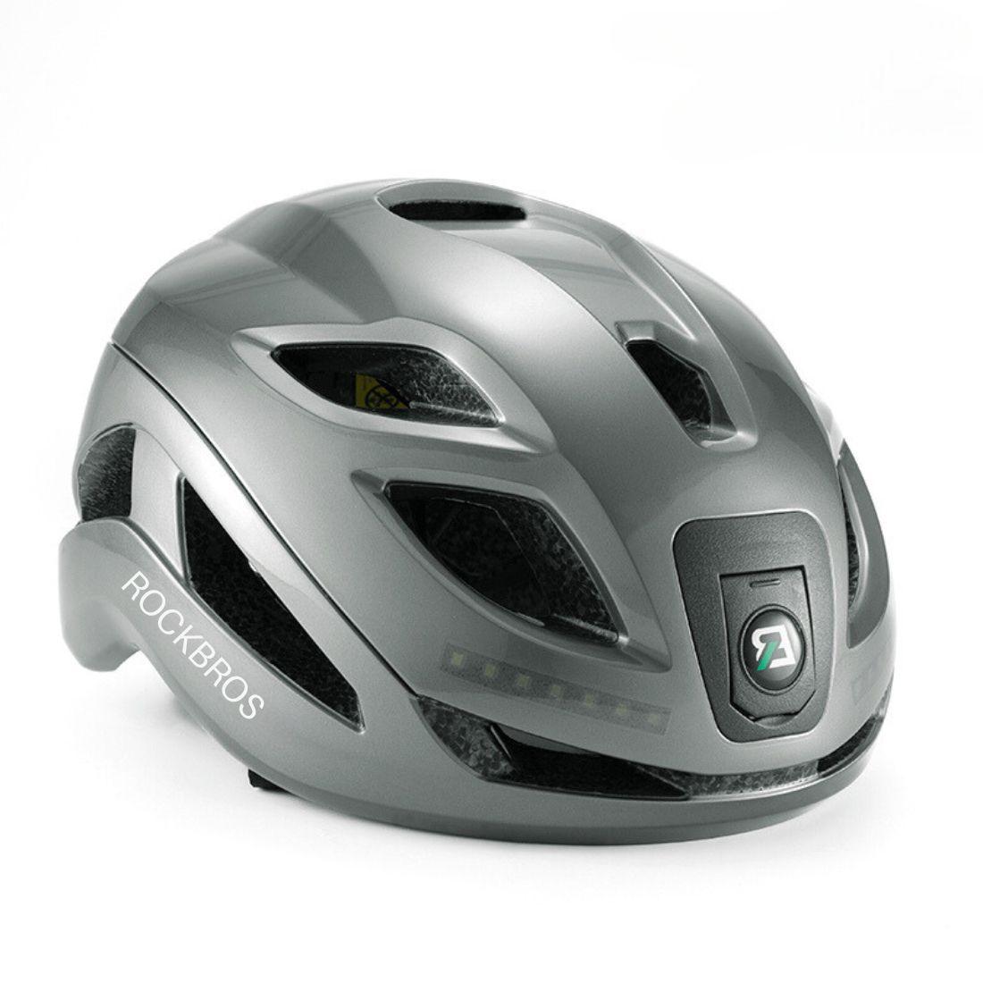 Casco de ciclismo con luces recargable Rockbros ZK-077 - plata-2