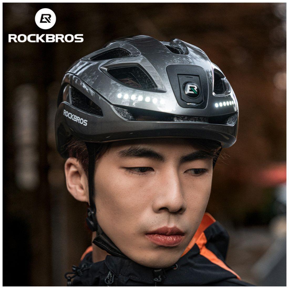 Casco de ciclismo con luces recargable Rockbros ZK-077 - plata-4