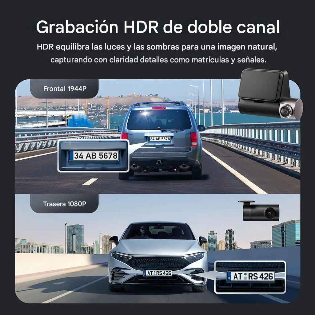 Pack Doble cámara para vehículo frontal 2.7 K, Full HD trasera 70mai A510-1 + Kit UP04-4