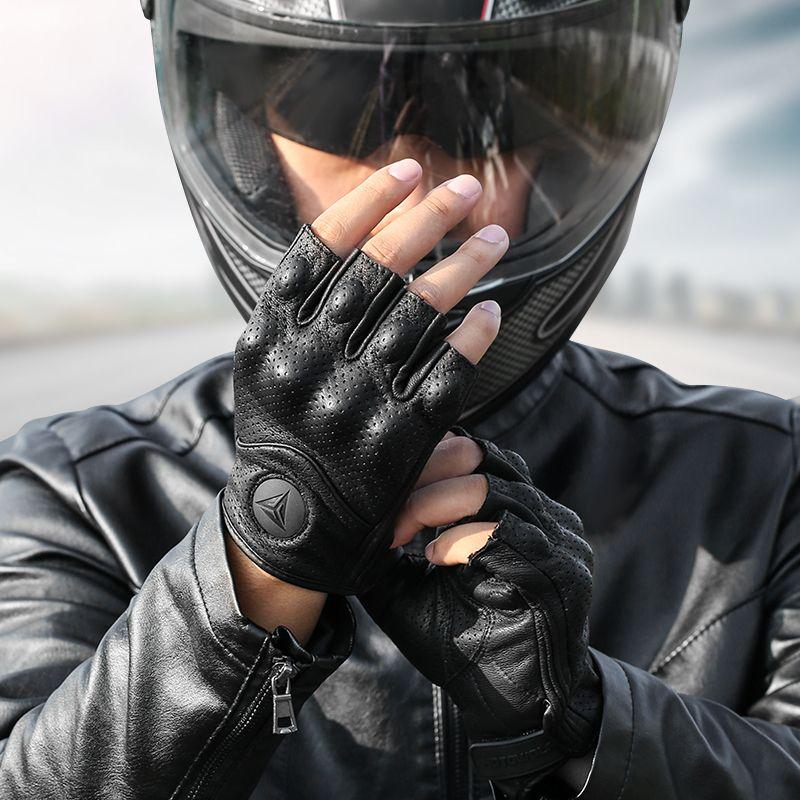 Guantes para motociclismo de cuero Motowolf 0302B Dedos Cortos-5