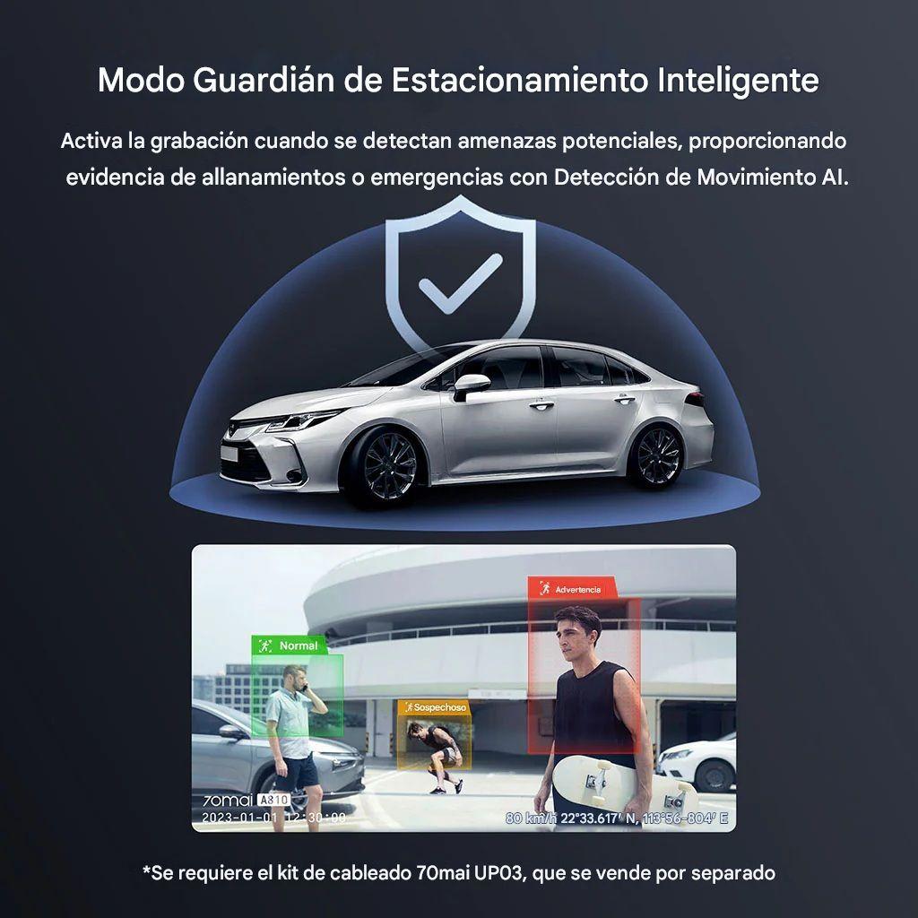 Pack Cámara para vehículo 4k HDR, GPS, ADAS, WIFI VN 70mai A810 + Kit UP03-4