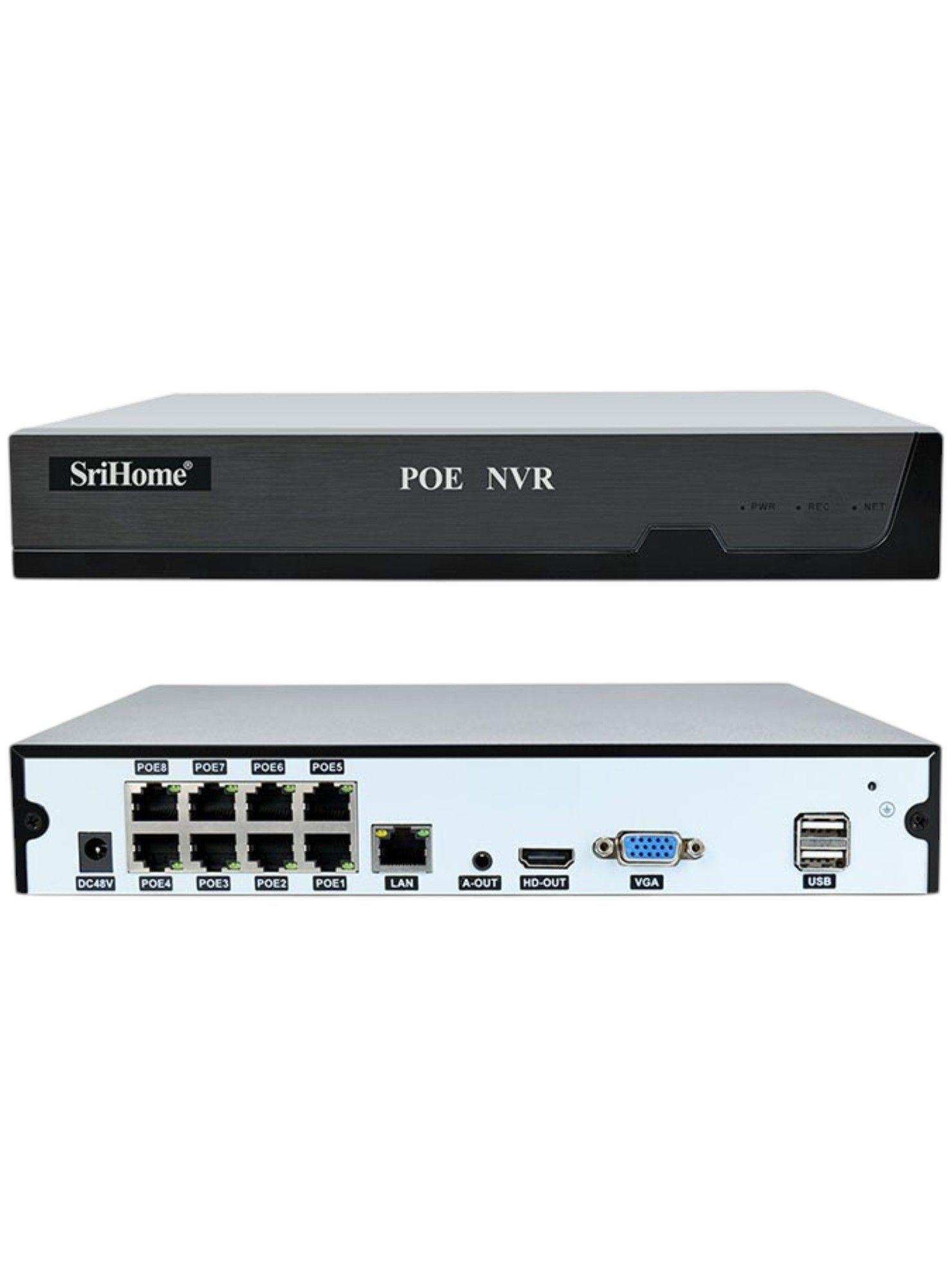 Kit NVR POE SriHome NVS005 8CH + 8 Cámaras POE030-3