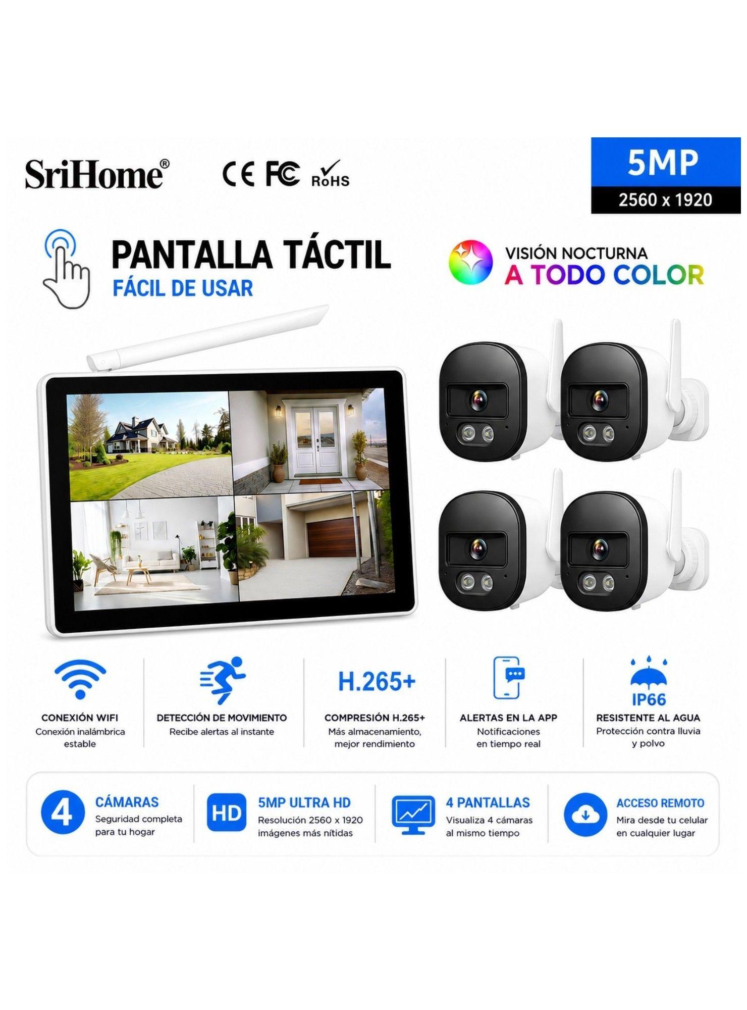 Kit NVR SriHome NVS010 4 Cámaras WiFi IPC056-4