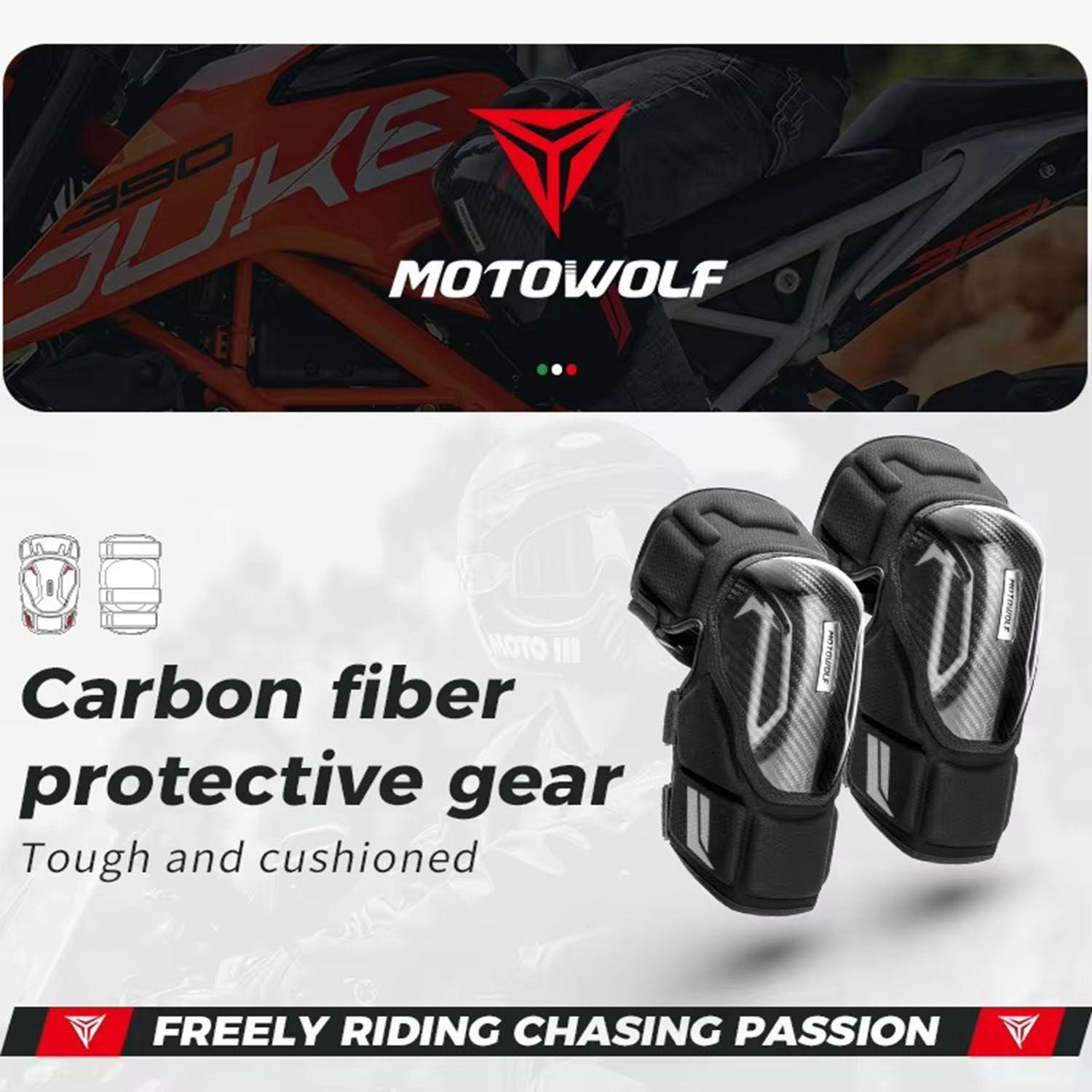 Rodilleras para motociclismo de  Fibra Carbono MotoWolf 1037-9