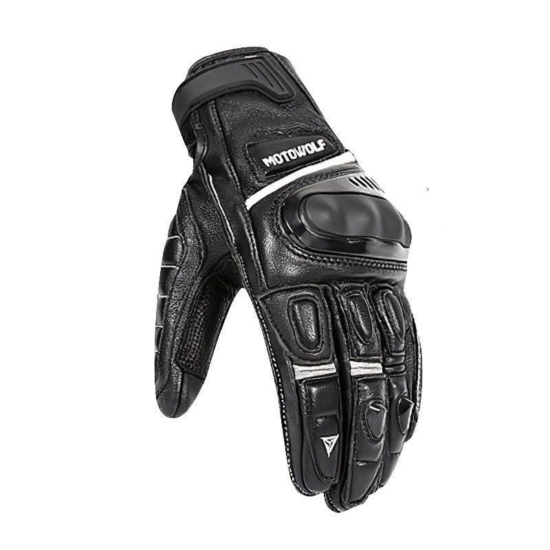 Guantes de Cuero para motociclismo Motowolf 0306 - Negro-0