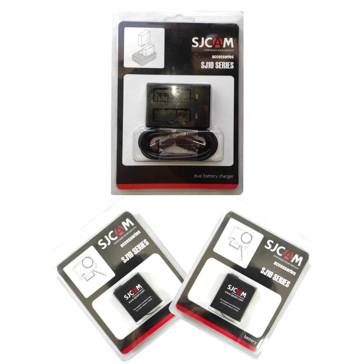 Pack Cargador de baterías Dual y 2 Baterías para cámaras Sjcam SJ10 y SJ11-4