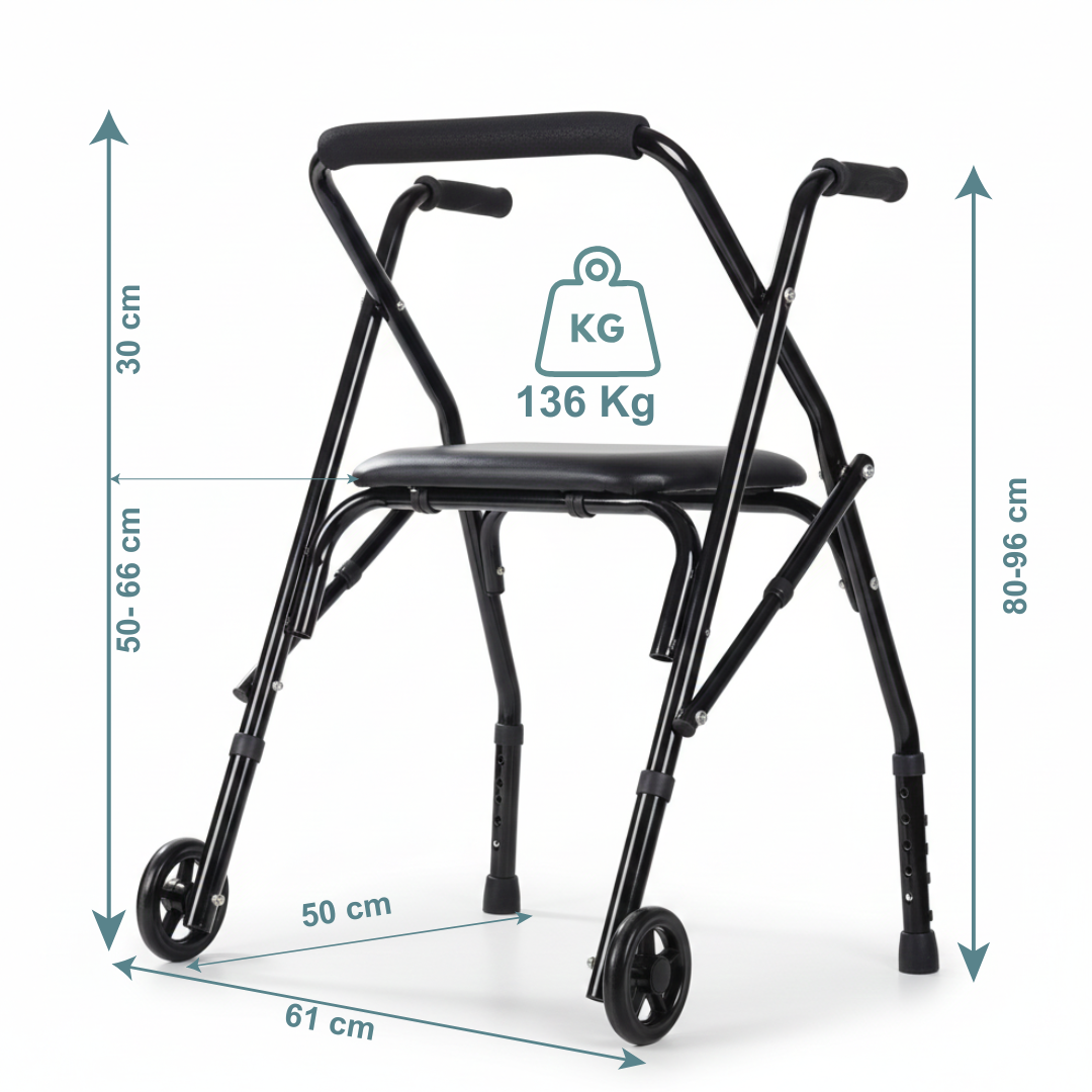 Andador, Burrito con Asiento Y 2 Ruedas plegable-1