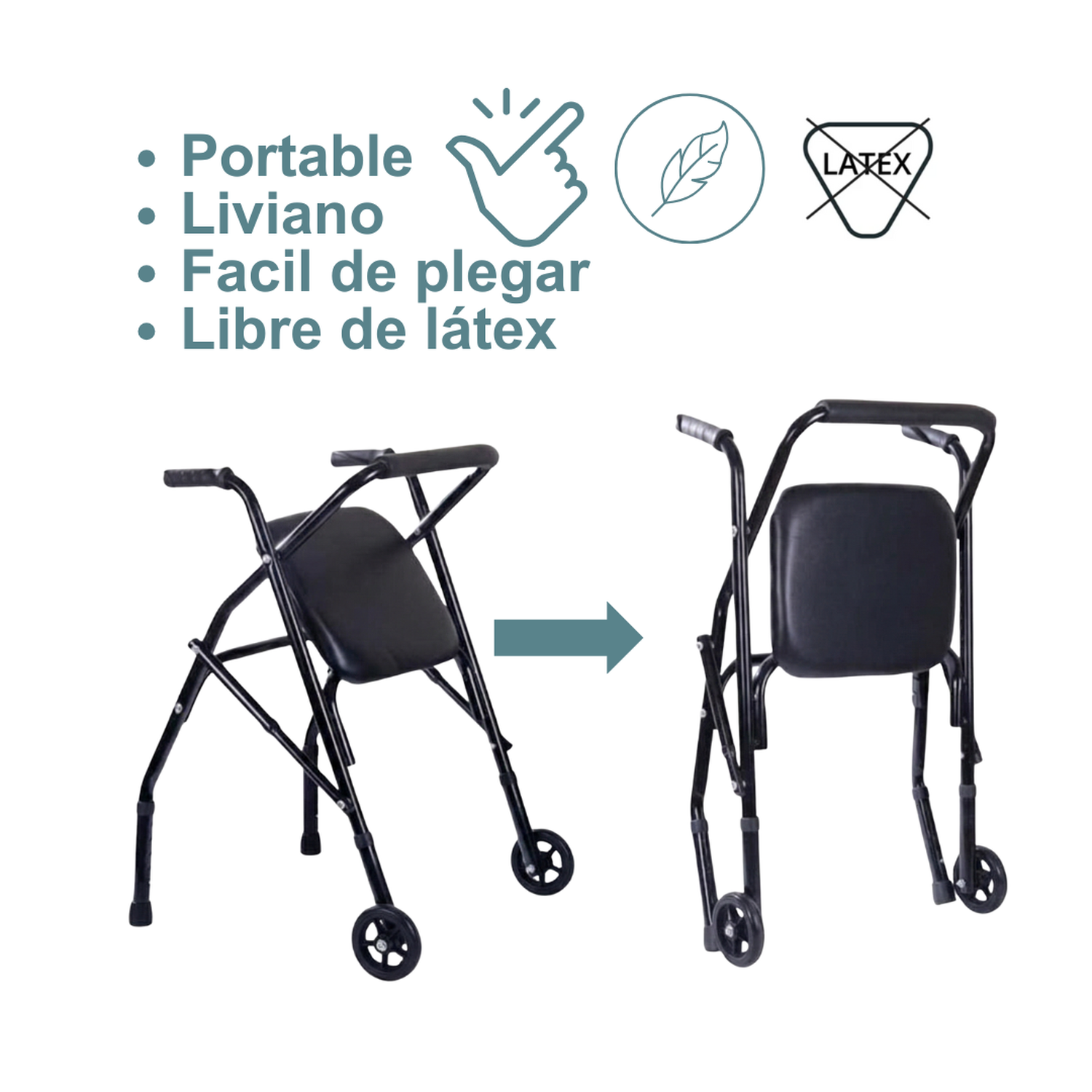 Andador, Burrito con Asiento Y 2 Ruedas plegable-3