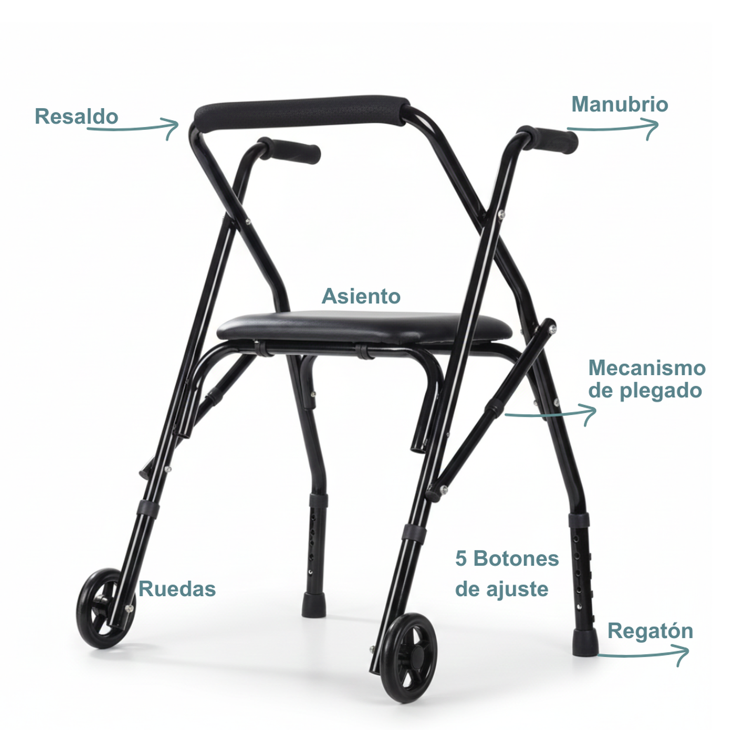 Andador, Burrito con Asiento Y 2 Ruedas plegable-4