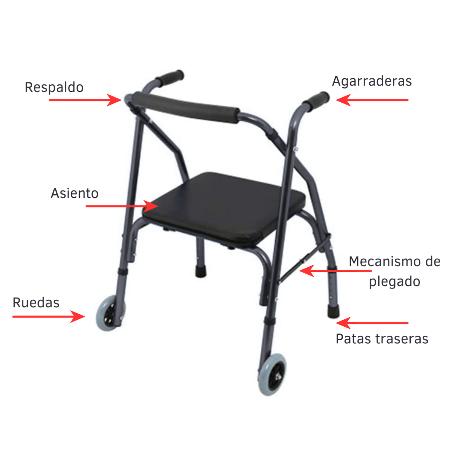 Andador, Burrito con Asiento Y 2 Ruedas plegable-6
