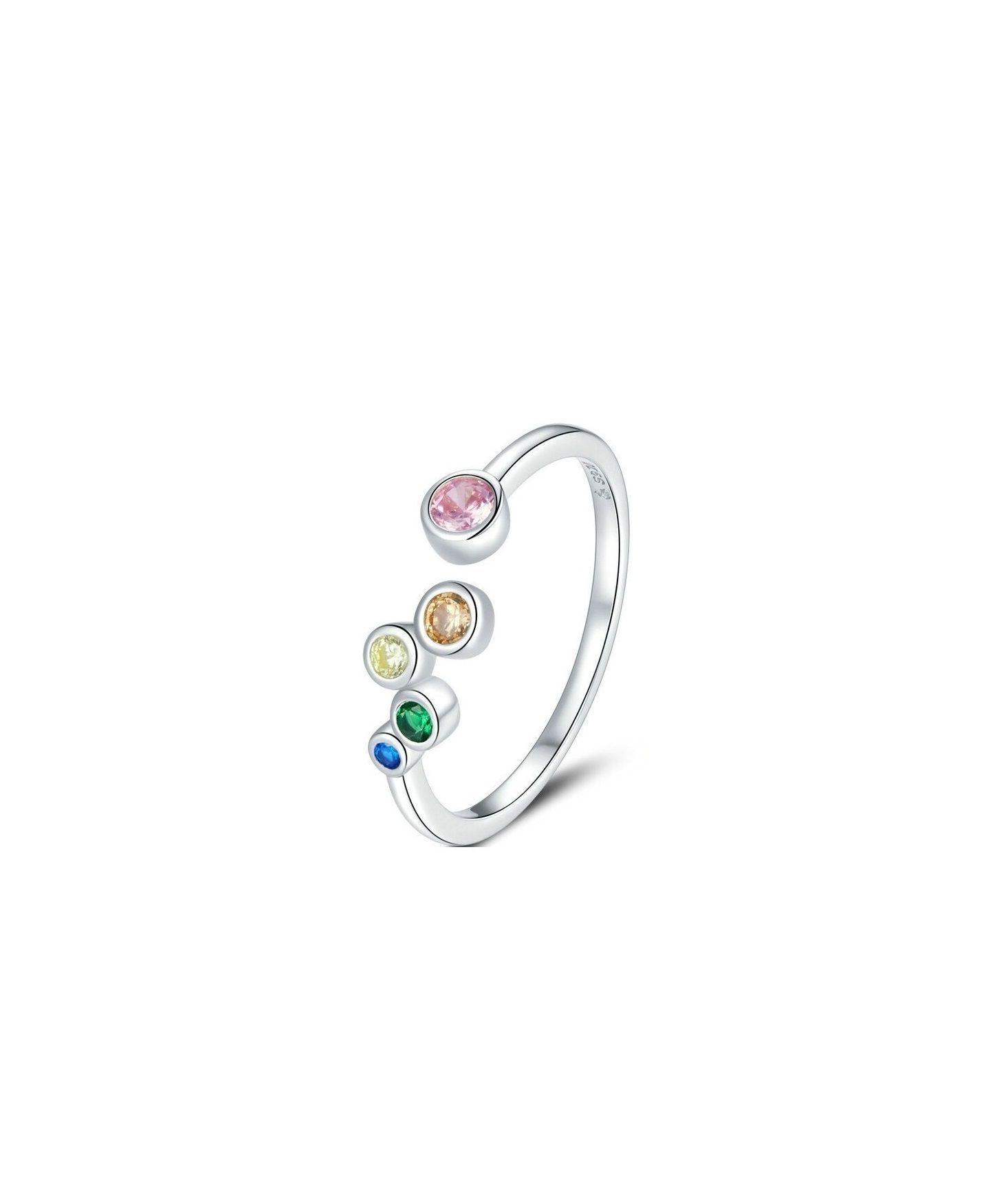 Anillo Burbujas de Colores Plata 925-0