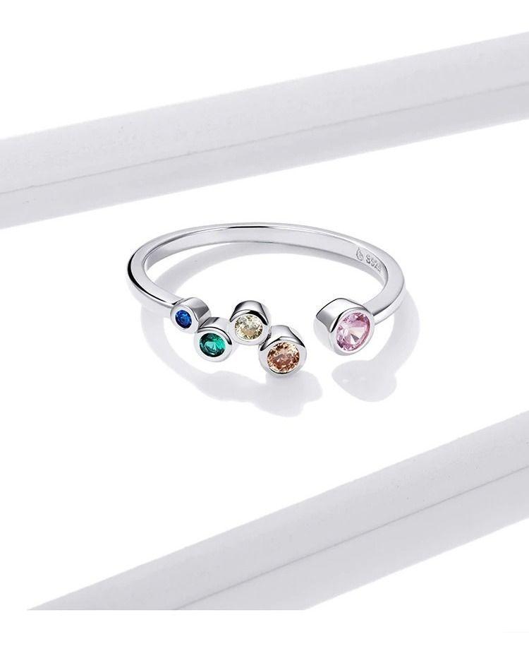 Anillo Burbujas de Colores Plata 925-1