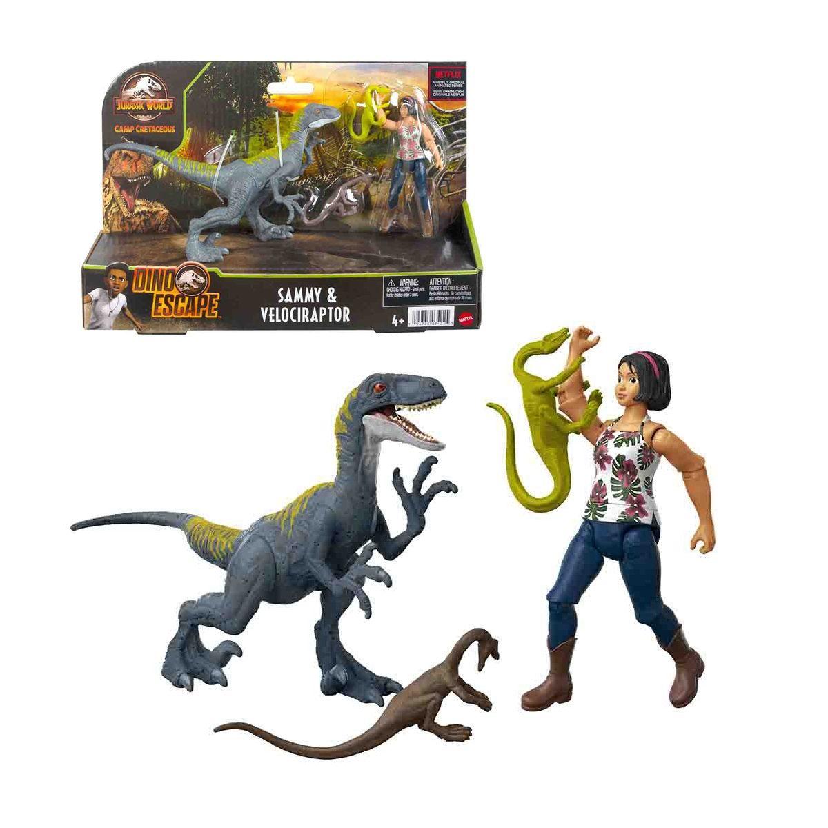 Jurassic World Paquete Personaje Y Dinosaurio - Sammy & Velo-0