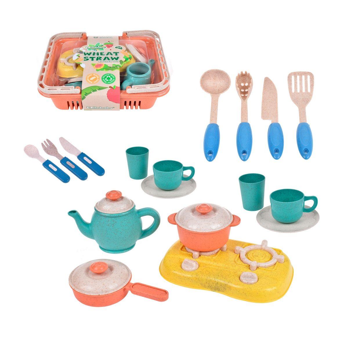 Set De Cocina Con Canasto Material Organico-1