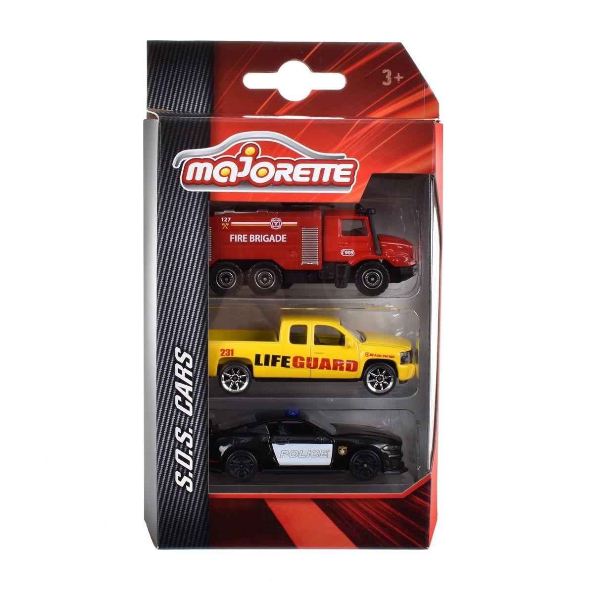 Majorette Emergencia  Set 3 Autos - Police Negro-2