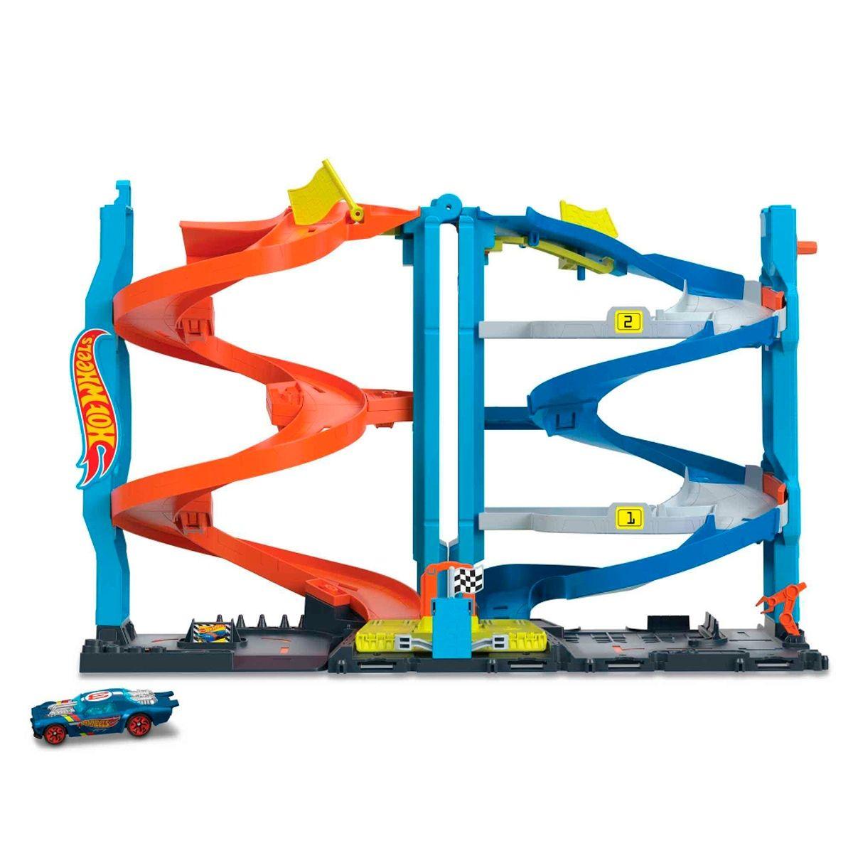 Hot Wheels Pista De Juguete Torre De Carreras Doble Altura-0