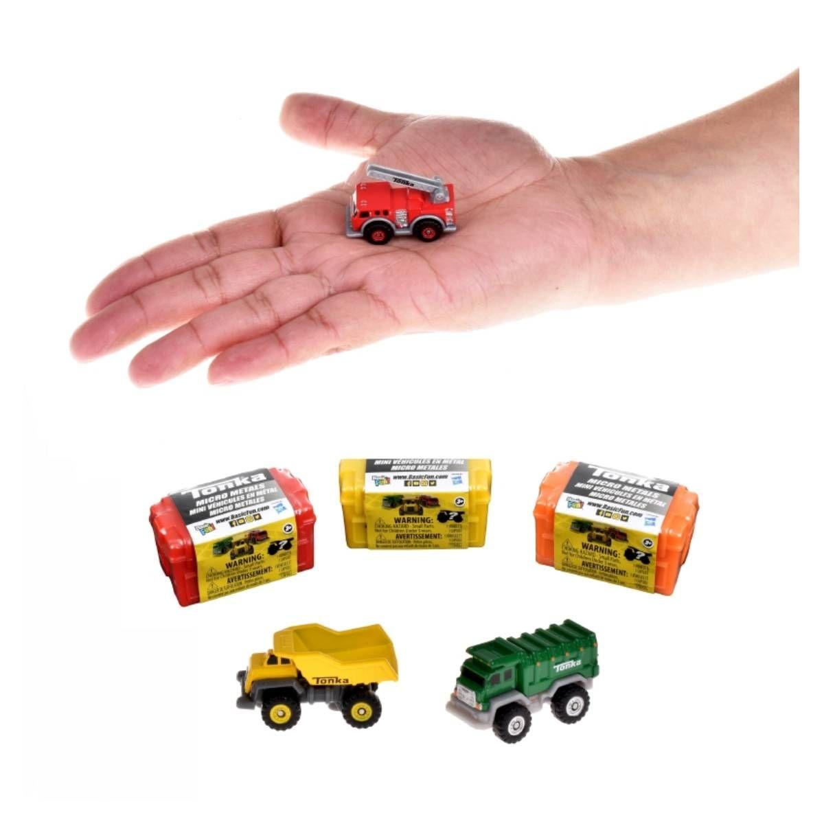 Micro Vehiculo Metalico Tonka De 4 Cms En Cajita Contenedora-0