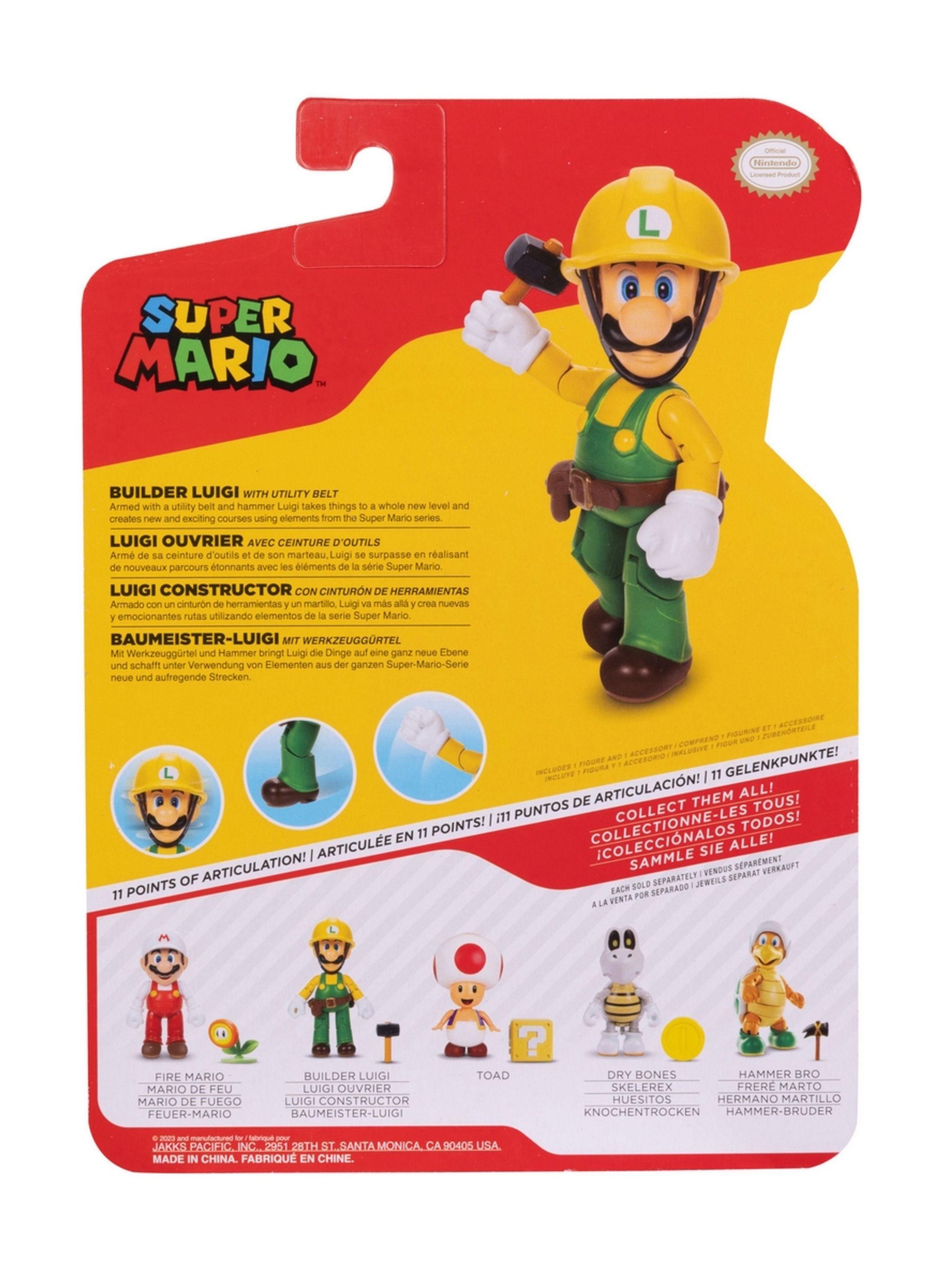 Figuras 10 cm super mario de nintendo - luigi constructor-3