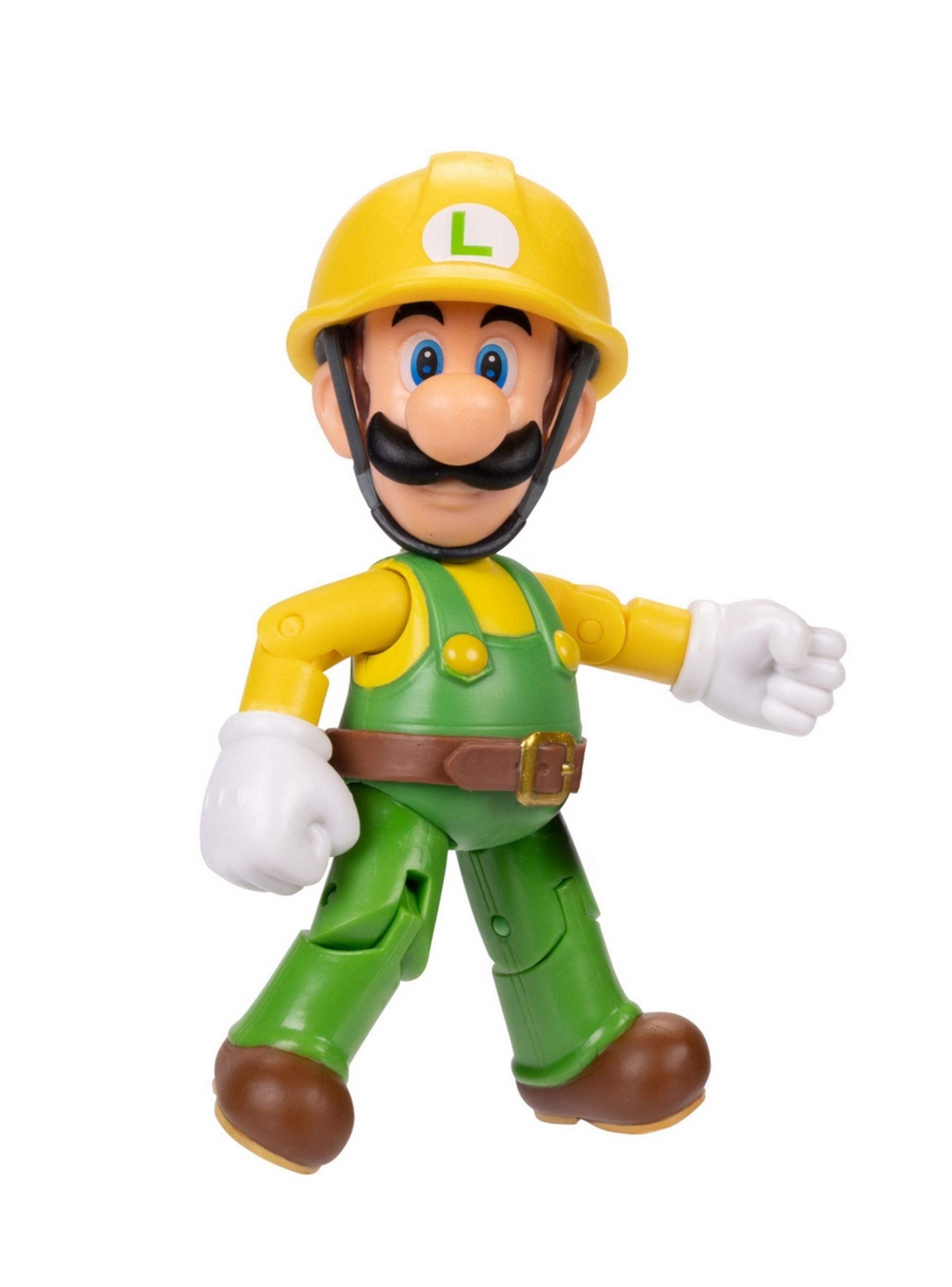 Figuras 10 cm super mario de nintendo - luigi constructor-5
