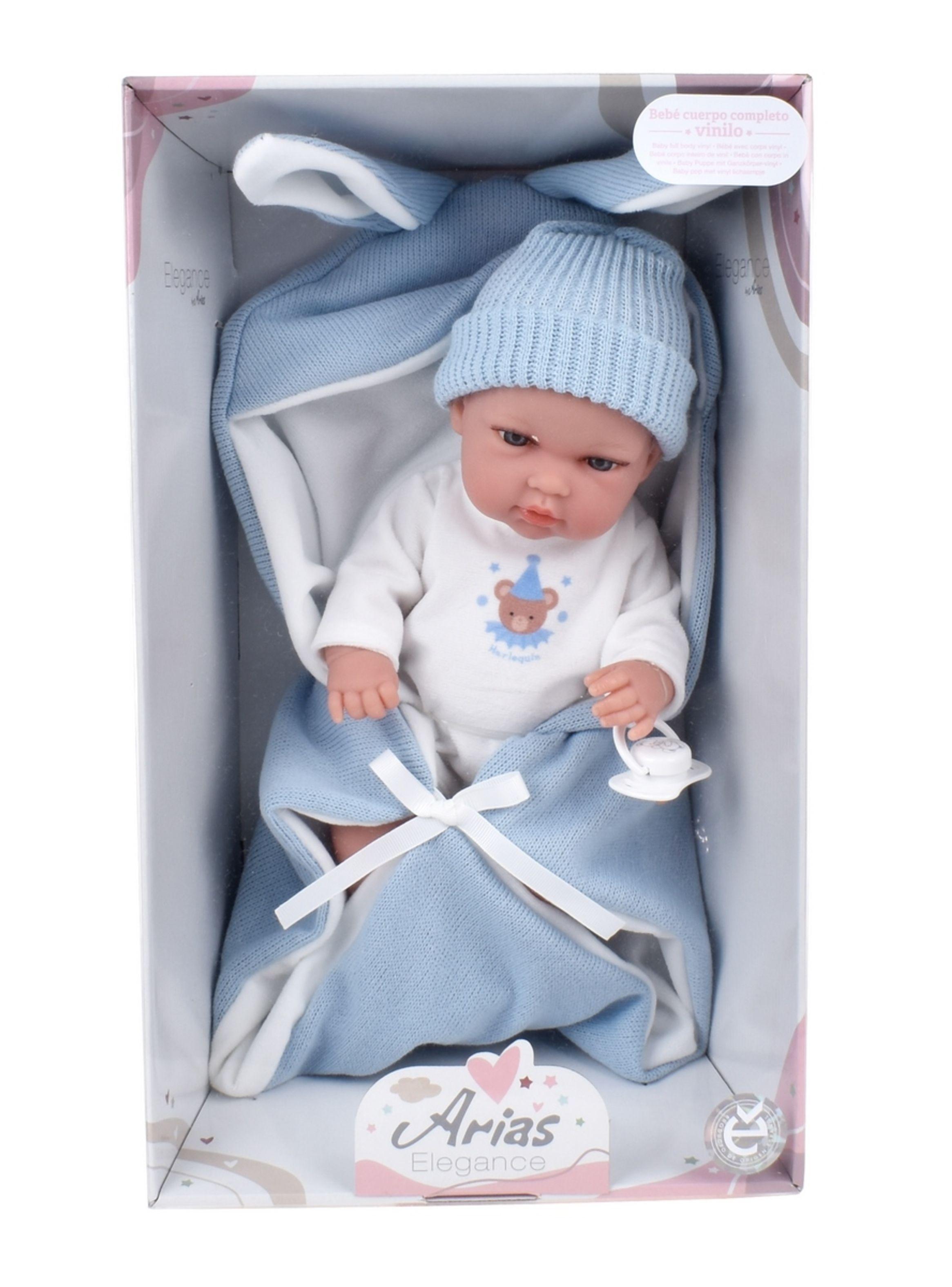 Muñeca Elegance Natal Azul Con Saco De Dormir 30 Cm Arias-2