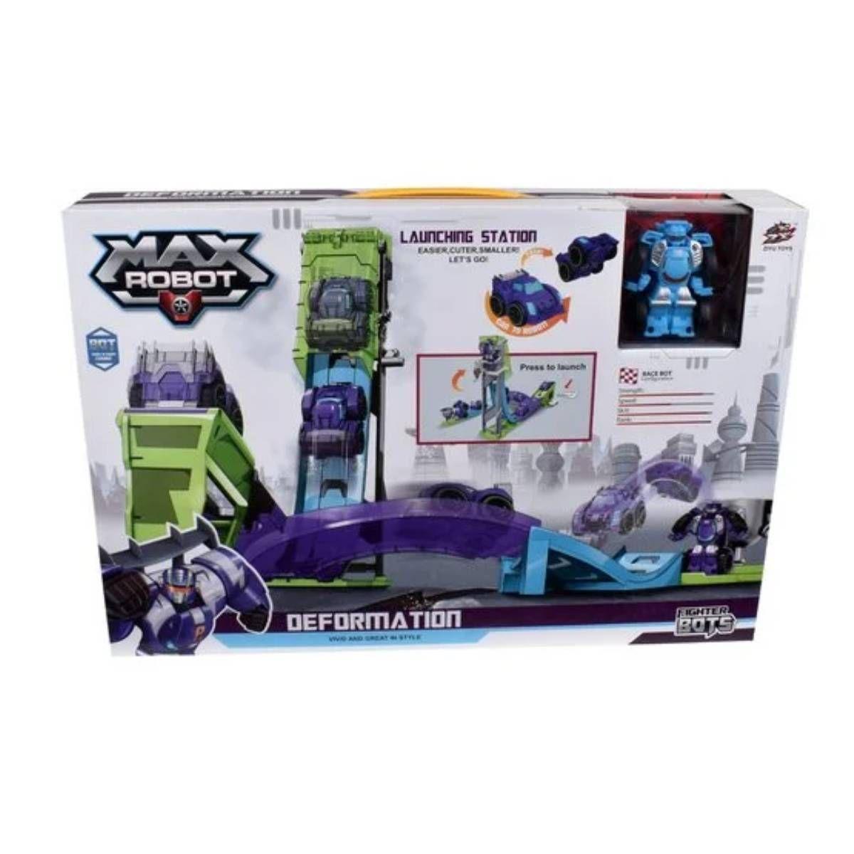 Pista Ascensor Con Auto Transformable En Robot - Celeste-2