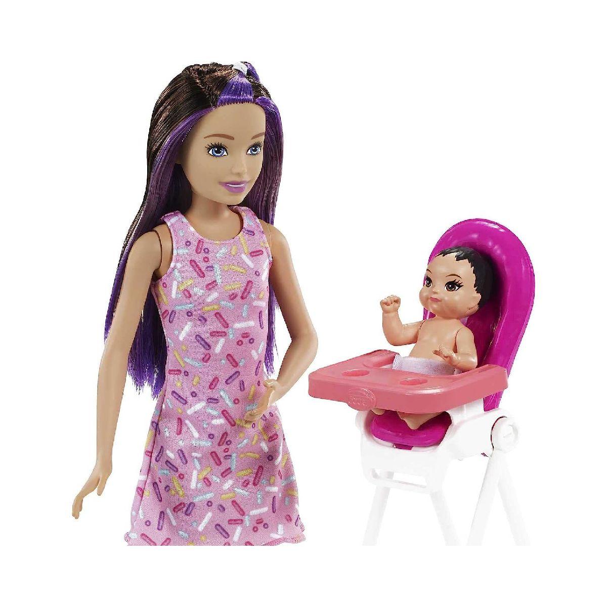 Sets De Barbie Skipper Niñera - Pelo Castaño Con Violeta-2