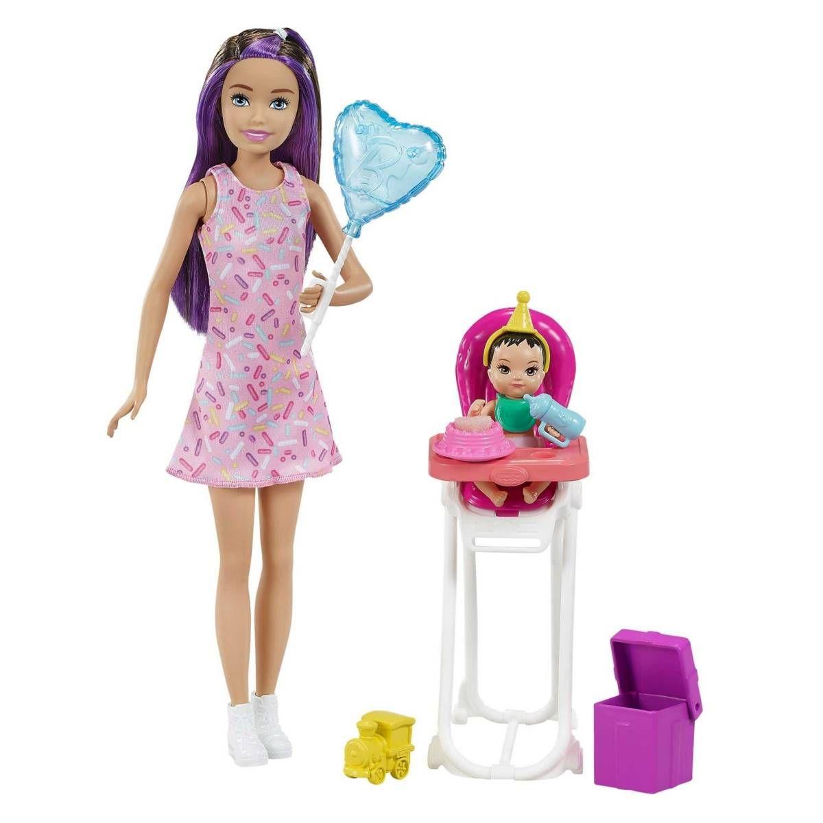 Sets De Barbie Skipper Niñera - Pelo Castaño Con Violeta-5