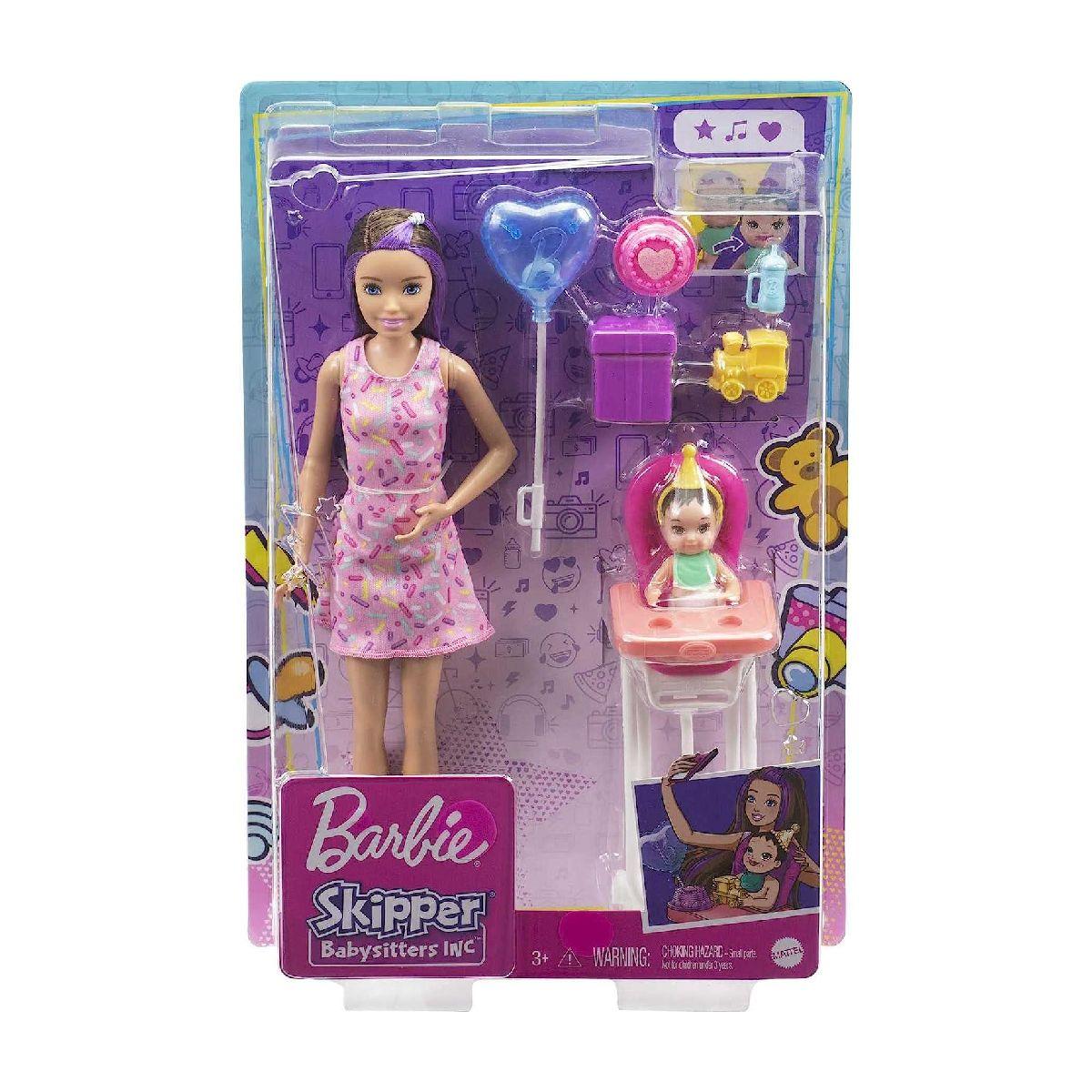 Sets De Barbie Skipper Niñera - Pelo Castaño Con Violeta-6