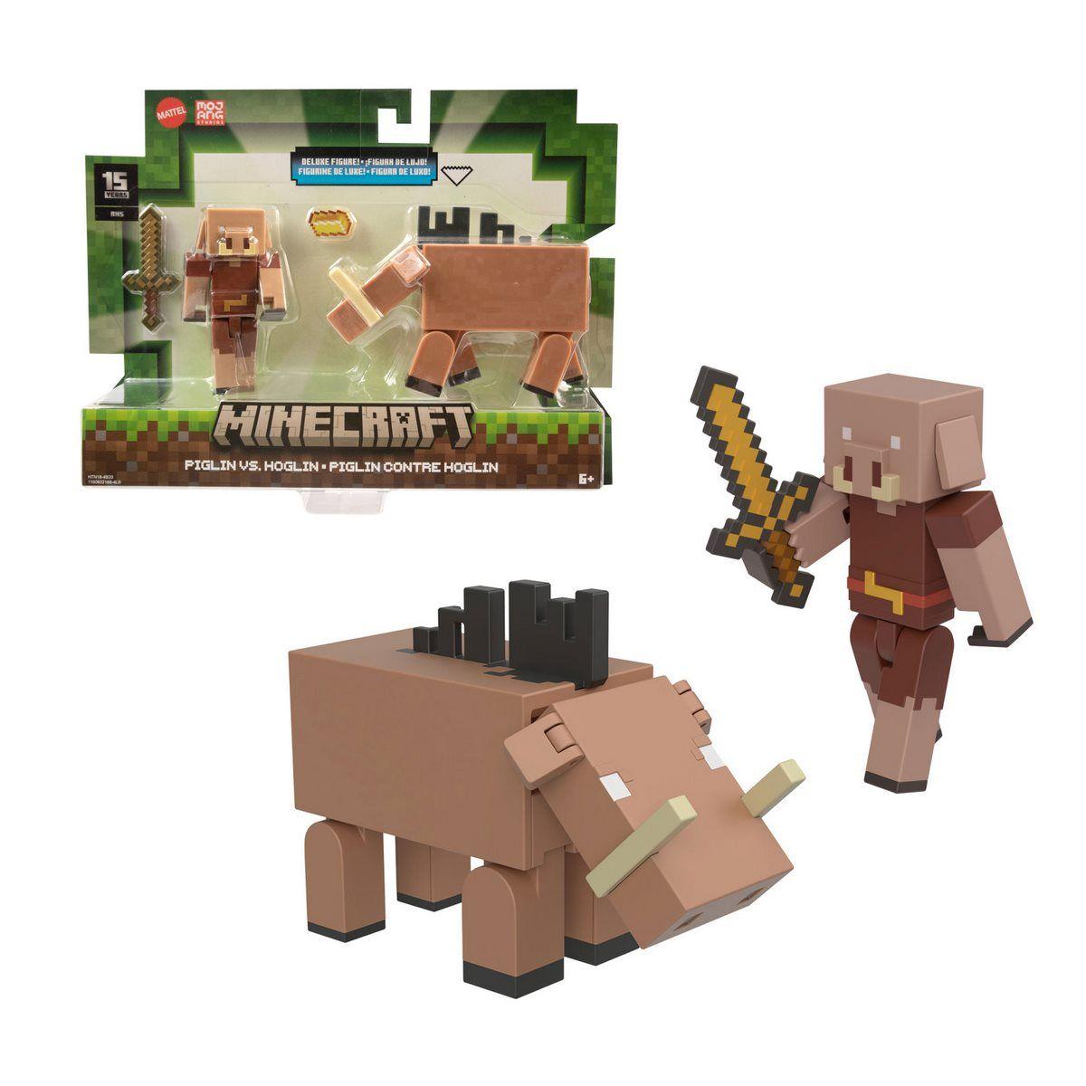 MINECRAFT FIGURA CON CRAFTING 2-PACK - PIGLIN CONTRA HOGLIN-0