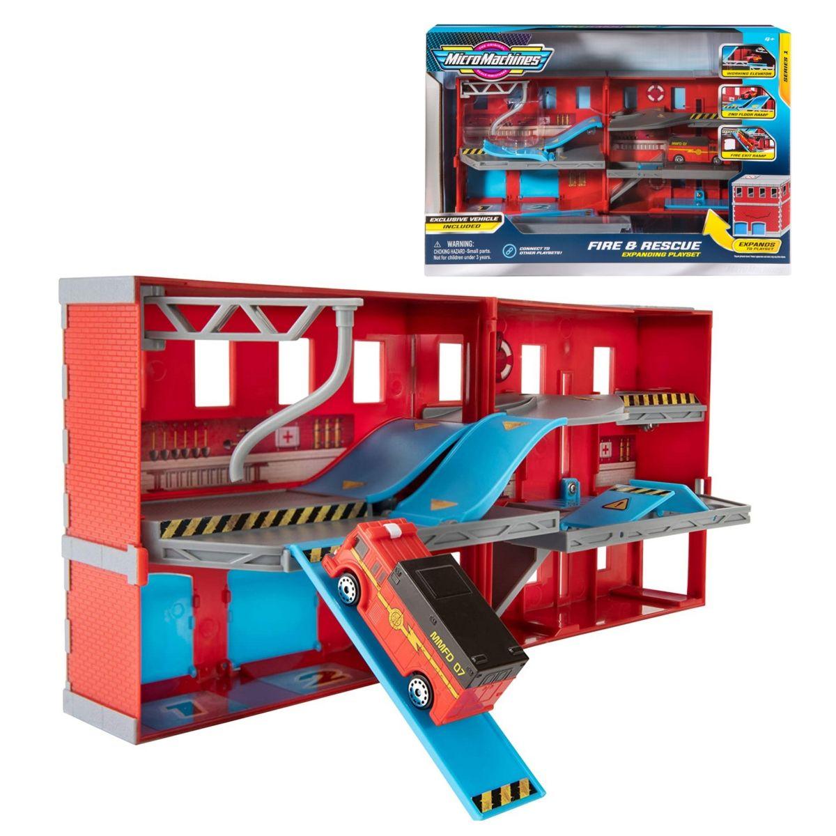 Playset Expandible Con Auto Micro Machines - Fire & Rescue-0